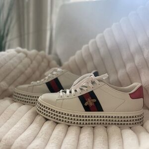 Women’s Gucci Ace platform sneakers with crystals EUC